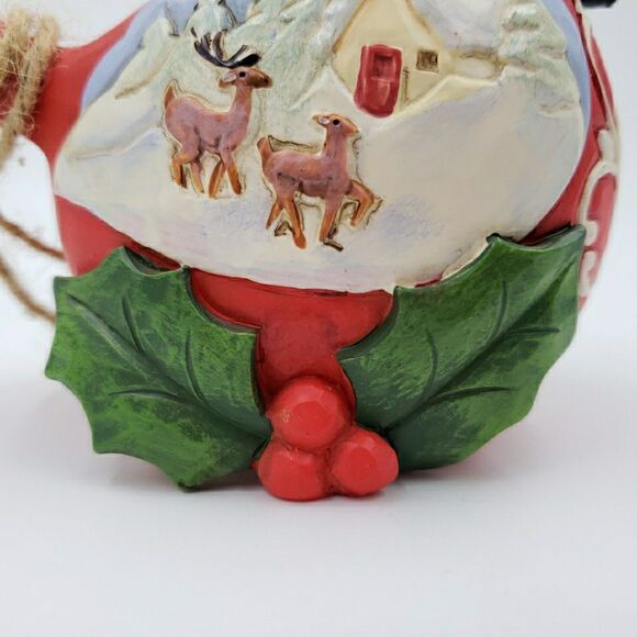 Jim Shore Cardinal Christmas Figure Winters Joy Rustic Folk Art Carved Red Bird - Picture 9 of 16